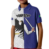 Personalized Ireland Connacht Black Eagle and Armed hand Kid Polo Shirt Connachta Flag Style with Celtic Patern