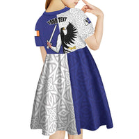 Personalized Ireland Connacht Black Eagle and Armed hand Kid Short Sleeve Dress Connachta Flag Style with Celtic Patern