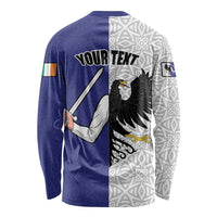 Personalized Ireland Connacht Black Eagle and Armed hand Long Sleeve Shirt Connachta Flag Style with Celtic Patern