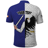 Personalized Ireland Connacht Black Eagle and Armed hand Polo Shirt Connachta Flag Style with Celtic Patern