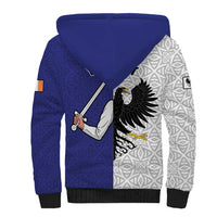 Personalized Ireland Connacht Black Eagle and Armed hand Sherpa Hoodie Connachta Flag Style with Celtic Patern