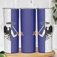 Personalized Ireland Connacht Black Eagle and Armed hand Skinny Tumbler Connachta Flag Style with Celtic Patern