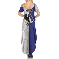 Personalized Ireland Connacht Black Eagle and Armed hand Summer Maxi Dress Connachta Flag Style with Celtic Patern