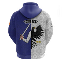 Personalized Ireland Connacht Black Eagle and Armed hand Zip Hoodie Connachta Flag Style with Celtic Patern