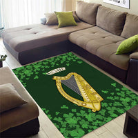 Ireland Leinster Gold Irish Harp with Shamrock Area Rug Laighin Flag With Shamrock Patern