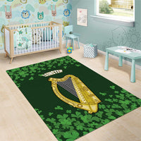 Ireland Leinster Gold Irish Harp with Shamrock Area Rug Laighin Flag With Shamrock Patern