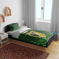 Ireland Leinster Gold Irish Harp with Shamrock Bedding Set Laighin Flag With Shamrock Patern