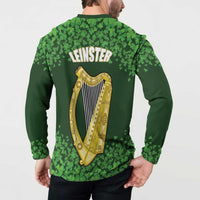 Ireland Leinster Gold Irish Harp with Shamrock Button Sweatshirt Laighin Flag With Shamrock Patern