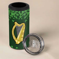 Ireland Leinster Gold Irish harp with Shamrock 4 in 1 Can Cooler Tumbler Laighin Flag With Shamrock Patern