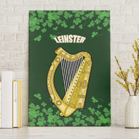 Ireland Leinster Gold Irish Harp with Shamrock Canvas Wall Art Laighin Flag With Shamrock Patern