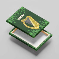 Ireland Leinster Gold Irish Harp with Shamrock Canvas Wall Art Laighin Flag With Shamrock Patern