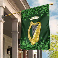 Ireland Leinster Gold Irish Harp with Shamrock Garden Flag Laighin Flag With Shamrock Patern