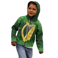 Ireland Leinster Gold Irish Harp with Shamrock Kid Hoodie Laighin Flag With Shamrock Patern