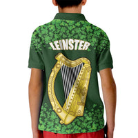Ireland Leinster Gold Irish Harp with Shamrock Kid Polo Shirt Laighin Flag With Shamrock Patern