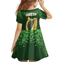 Ireland Leinster Gold Irish Harp with Shamrock Kid Short Sleeve Dress Laighin Flag With Shamrock Patern
