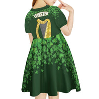 Ireland Leinster Gold Irish Harp with Shamrock Kid Short Sleeve Dress Laighin Flag With Shamrock Patern