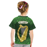 Ireland Leinster Gold Irish Harp with Shamrock Kid T Shirt Laighin Flag With Shamrock Patern