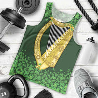 Ireland Leinster Gold Irish Harp with Shamrock Men Tank Top Laighin Flag With Shamrock Patern