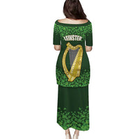 Ireland Leinster Gold Irish Harp with Shamrock Puletasi Laighin Flag With Shamrock Patern