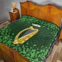 Ireland Leinster Gold Irish Harp with Shamrock Quilt Laighin Flag With Shamrock Patern