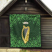 Ireland Leinster Gold Irish Harp with Shamrock Quilt Laighin Flag With Shamrock Patern