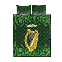 Ireland Leinster Gold Irish Harp with Shamrock Quilt Bed Set Laighin Flag With Shamrock Patern
