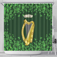 Ireland Leinster Gold Irish Harp with Shamrock Shower Curtain Laighin Flag With Shamrock Patern