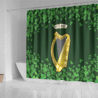 Ireland Leinster Gold Irish Harp with Shamrock Shower Curtain Laighin Flag With Shamrock Patern