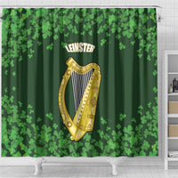 Ireland Leinster Gold Irish Harp with Shamrock Shower Curtain Laighin Flag With Shamrock Patern