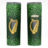 Ireland Leinster Gold Irish harp with Shamrock Skinny Tumbler Laighin Flag With Shamrock Patern