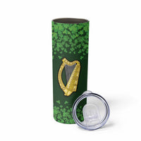 Ireland Leinster Gold Irish harp with Shamrock Skinny Tumbler Laighin Flag With Shamrock Patern