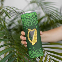 Ireland Leinster Gold Irish harp with Shamrock Skinny Tumbler Laighin Flag With Shamrock Patern