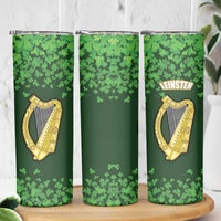 Ireland Leinster Gold Irish harp with Shamrock Skinny Tumbler Laighin Flag With Shamrock Patern
