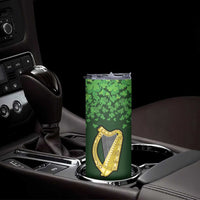 Ireland Leinster Gold Irish harp with Shamrock Skinny Tumbler Laighin Flag With Shamrock Patern