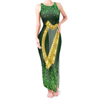 Ireland Leinster Gold Irish Harp with Shamrock Tank Maxi Dress Laighin Flag With Shamrock Patern