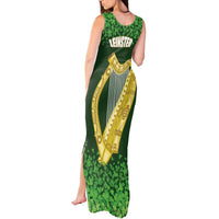 Ireland Leinster Gold Irish Harp with Shamrock Tank Maxi Dress Laighin Flag With Shamrock Patern
