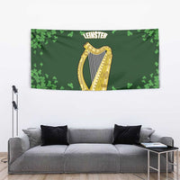 Ireland Leinster Gold Irish Harp with Shamrock Tapestry Laighin Flag With Shamrock Patern