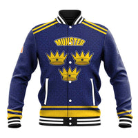 Personalized Ireland Munster Three Gold Crowns Baseball Jacket An Mhumhain Flag Three Gold Crowns