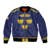 Personalized Ireland Munster Three Gold Crowns Bomber Jacket An Mhumhain Flag Three Gold Crowns