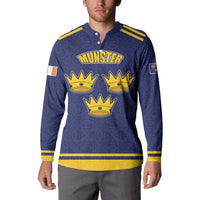 Personalized Ireland Munster Three Gold Crowns Button Sweatshirt An Mhumhain Flag Three Gold Crowns