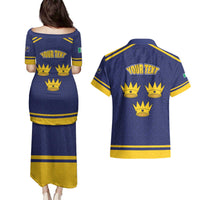 Personalized Ireland Munster Three Gold Crowns Couples Matching Puletasi and Hawaiian Shirt An Mhumhain Flag Three Gold Crowns
