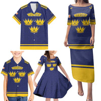 Personalized Ireland Munster Three Gold Crowns Family Matching Puletasi and Hawaiian Shirt An Mhumhain Flag Three Gold Crowns