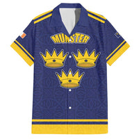 Personalized Ireland Munster Three Gold Crowns Family Matching Short Sleeve Bodycon Dress and Hawaiian Shirt An Mhumhain Flag Three Gold Crowns