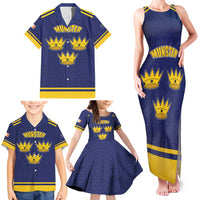 Personalized Ireland Munster Three Gold Crowns Family Matching Tank Maxi Dress and Hawaiian Shirt An Mhumhain Flag Three Gold Crowns