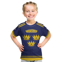Personalized Ireland Munster Three Gold Crowns Kid T Shirt An Mhumhain Flag Three Gold Crowns