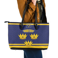 Personalized Ireland Munster Three Gold Crowns Leather Tote Bag An Mhumhain Flag Three Gold Crowns