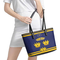 Personalized Ireland Munster Three Gold Crowns Leather Tote Bag An Mhumhain Flag Three Gold Crowns