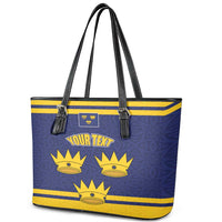 Personalized Ireland Munster Three Gold Crowns Leather Tote Bag An Mhumhain Flag Three Gold Crowns