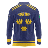 Personalized Ireland Munster Three Gold Crowns Long Sleeve Polo Shirt An Mhumhain Flag Three Gold Crowns