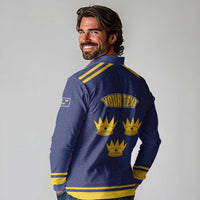 Personalized Ireland Munster Three Gold Crowns Long Sleeve Polo Shirt An Mhumhain Flag Three Gold Crowns